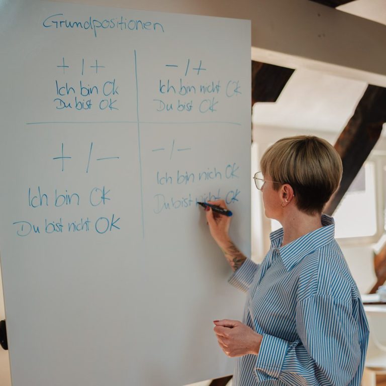 Transaktionsanalyse Arbeit am Whiteboard in der Weiterbildung für Transaktionsanalyse im H2 Bildungsraum